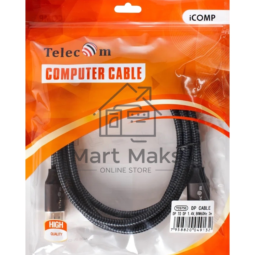 Кабель соединительный DP-DP 1.4V 8K@60Hz 2м, Telecom Pro <TCG750-2M>