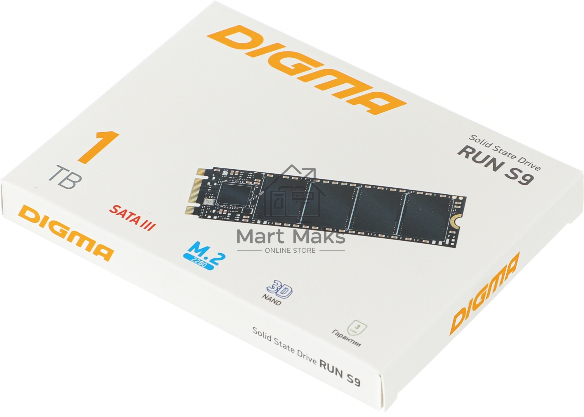 Накопитель SSD Digma Run S9, 1ТБ, SATA III, M.2 2280, R/W 530/480