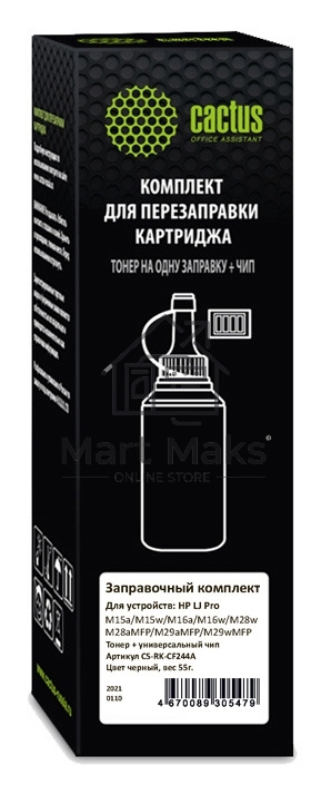 Тонер Cactus CS-RK-CF244A черный флакон 55гр. (в компл.:чип) для принтера HP LJ Pro M15/M28