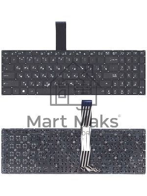 Клавиатура для ноутбука Asus K56 черная без рамки, плоский Enter