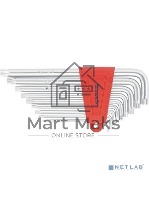 Набор ключей Matrix имбусовых TORX, 9 шт: T10-T50, CrV, удлиненные, сатин.