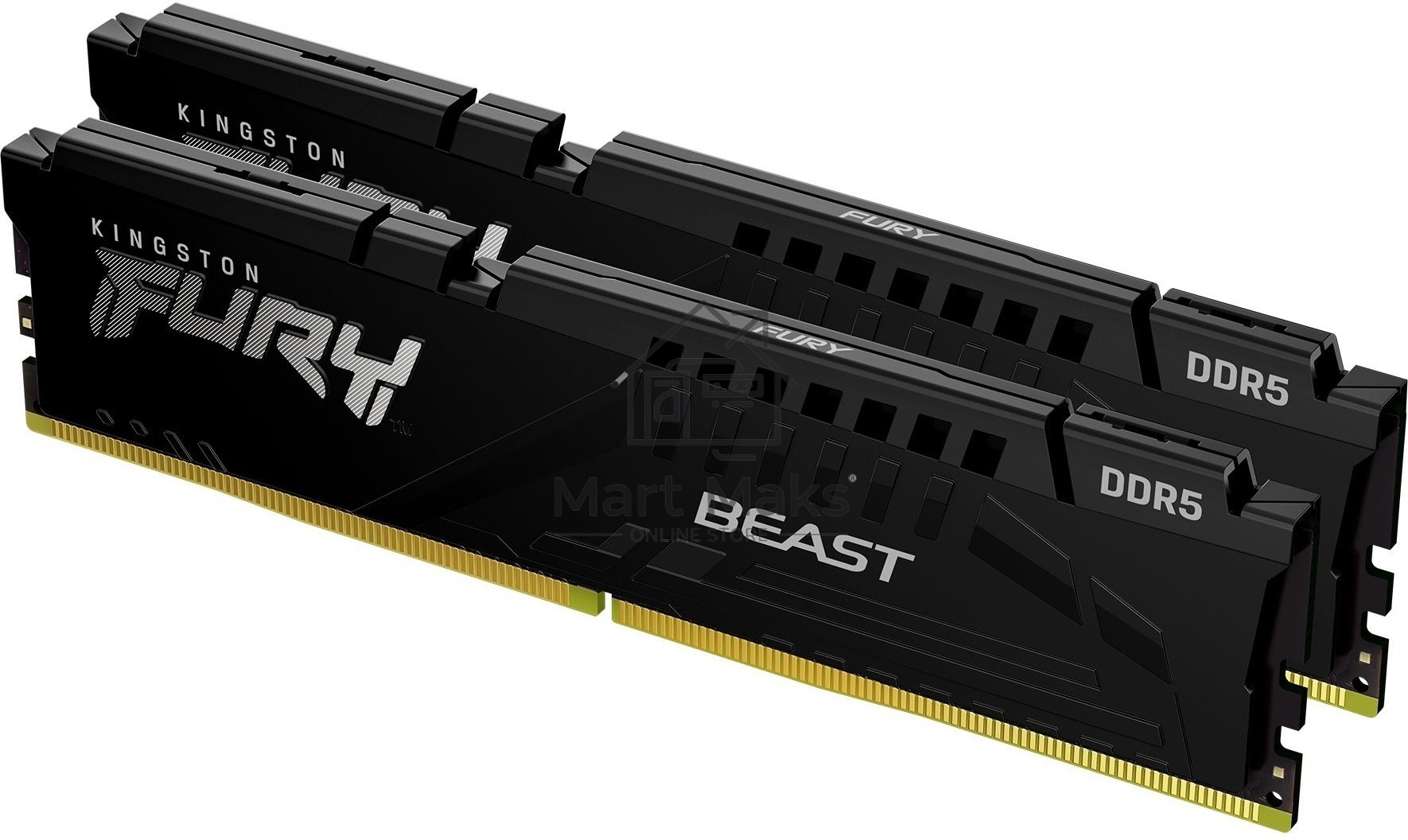 Оперативная память Kingston Fury Beast, DDR5, 64GB (2x32GB), 5600MHz, CL40, DIMM, радиатор, черный