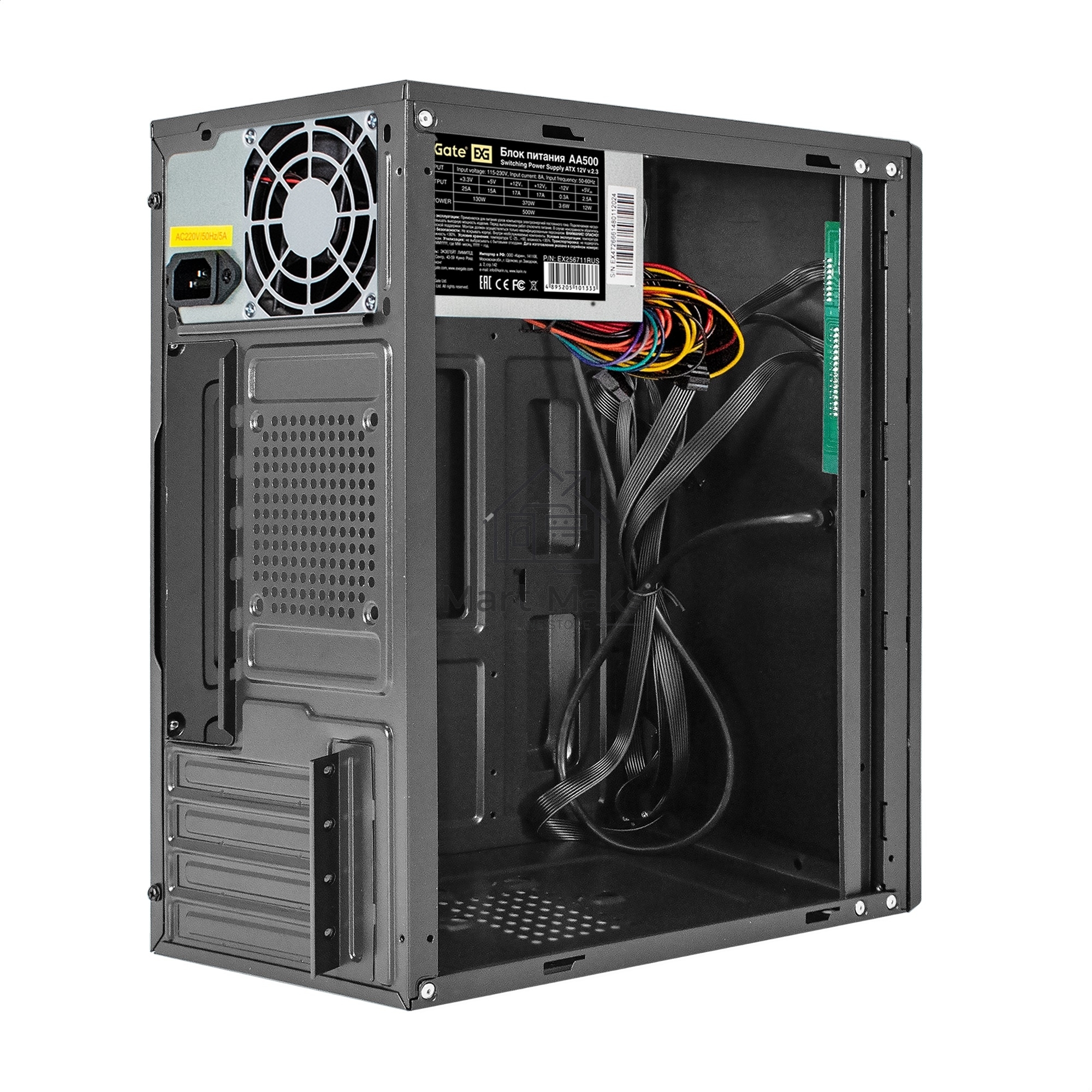 Компьютерный корпус Minitower ExeGate BAA-408-AA500 (mATX, БП AA500 с вент. 8см, 2*USB, HD Audio, черный)