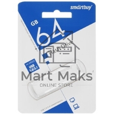 Флешка USB Smartbuy CLUE white (SB64GbCLU-W3), 64Gb, USB 3.0, R/W 70/25, белый