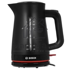 Электрочайник Bosch TWK3M123 черный, 1.7 л, 2400 Вт, скрытый нагревательный элемент