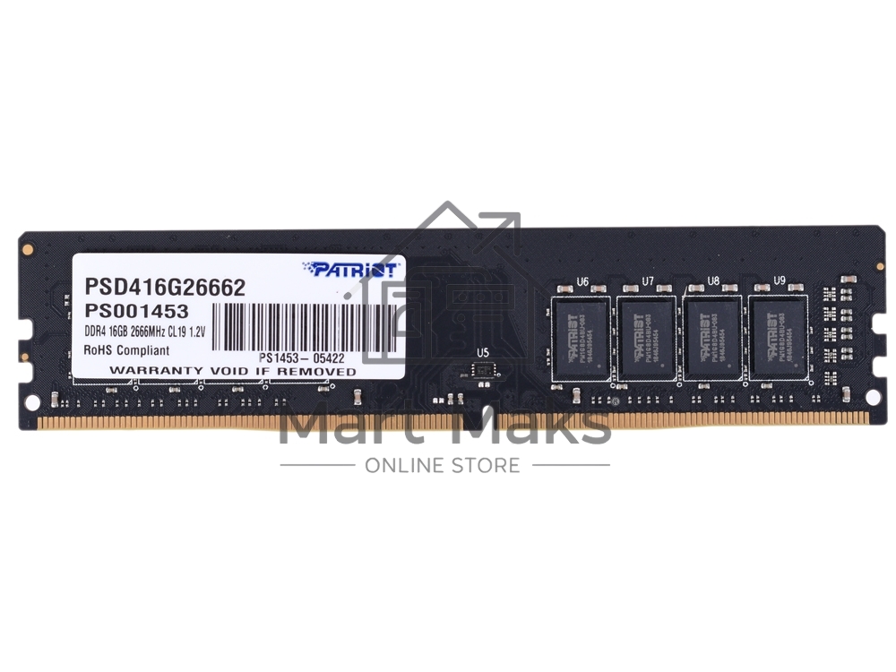 Оперативная память Patriot Signature, DDR4, 16GB (1x16 GB), 2666 MHz, CL19, DIMM