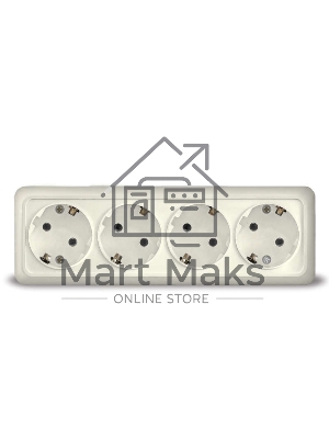 Розетка 4-м ОП Олимп с заземл. беж. UNIVersal 1169