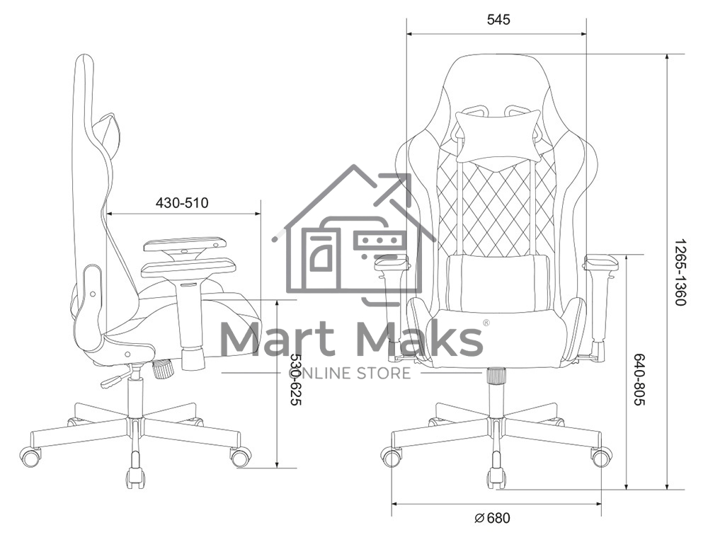 Кресло игровое Zombie VIKING 7 KNIGHT Fabric серый Loft ромбик текстиль/эко.кожа с подголов. крестовина металл