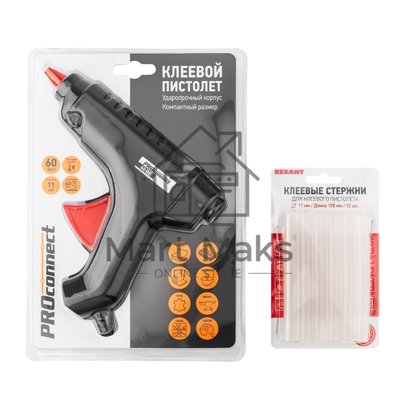Набор ПК03 для творчества Rexant (пистолет 60 Вт, стержни 11 мм)