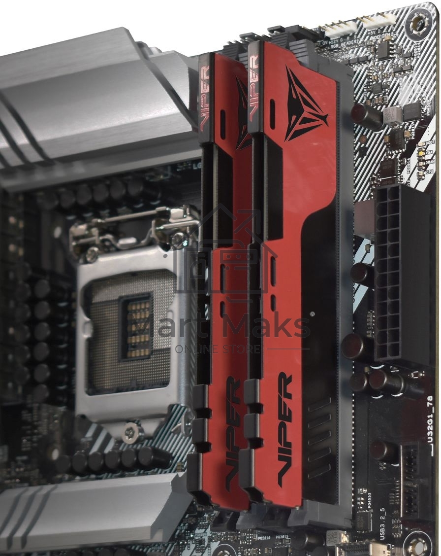 Оперативная память Patriot Viper Elite II, DDR4, 32GB (2x16 GB), 2666 MHz, CL16, DIMM, радиатор, красный