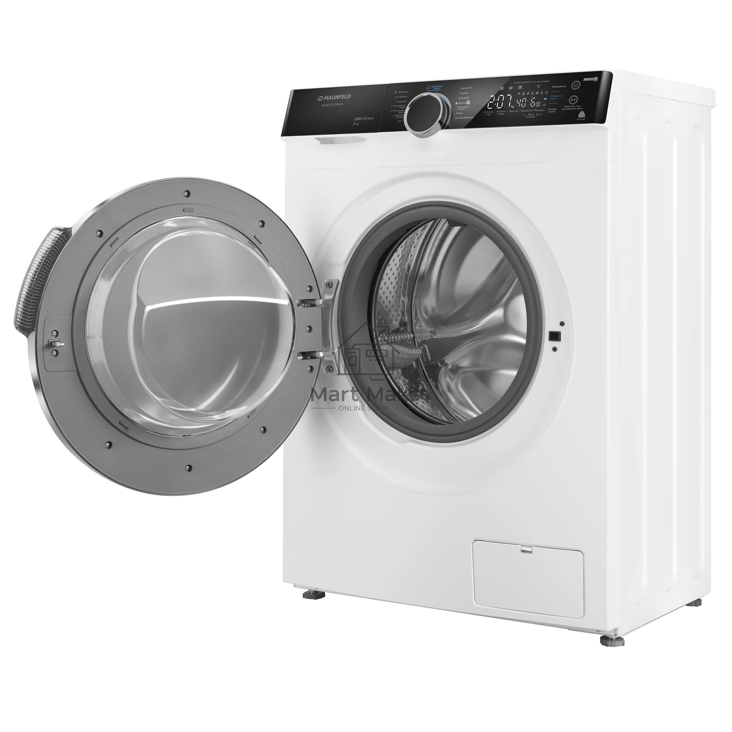 Стиральная машина Maunfeld MFWM127STWH06 белый, загрузка фронтальная 7 кг, 1200 об/мин., класс: А+++