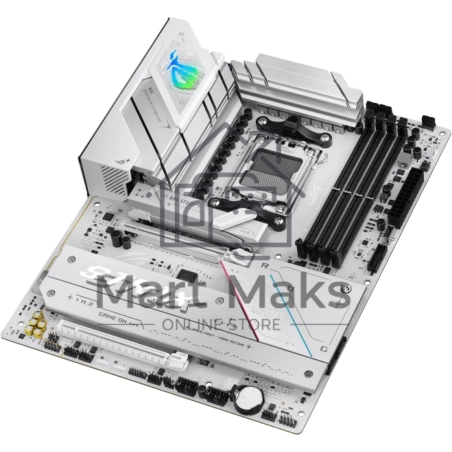 Материнская плата ASUS ROG STRIX B850-A GAMING WIFI, AM5, AMD B850, 4xDDR5, 2xSATA, 4xM.2, 1xPCIe 5.0 x16, 1xPCIe 4.0 x16, 1xPCIe x4, 1xDP, 1xHDMI, 1x2.5Gb LAN, 1xUSB-C 20Gbps, 1xUSB-C 10Gbps, 2xUSB-A 10Gbps, 4xUSB 5Gbps, 2xUSB-A 2.0, 3x3.5 мм, 7.1, ATX