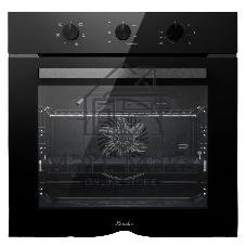 Духовой шкаф MONSHER MOE 6023 Static T Noir, High-Tech, 78 л, поворотное управление, таймер, 6 режимов, макс. температура 310 градусов, телескопические направляющие (на 1 уровень), энергоэффективность А, цвет черный