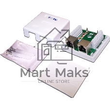 Настенная розетка, 2 порта RJ-45 категории 5е, STP, белая