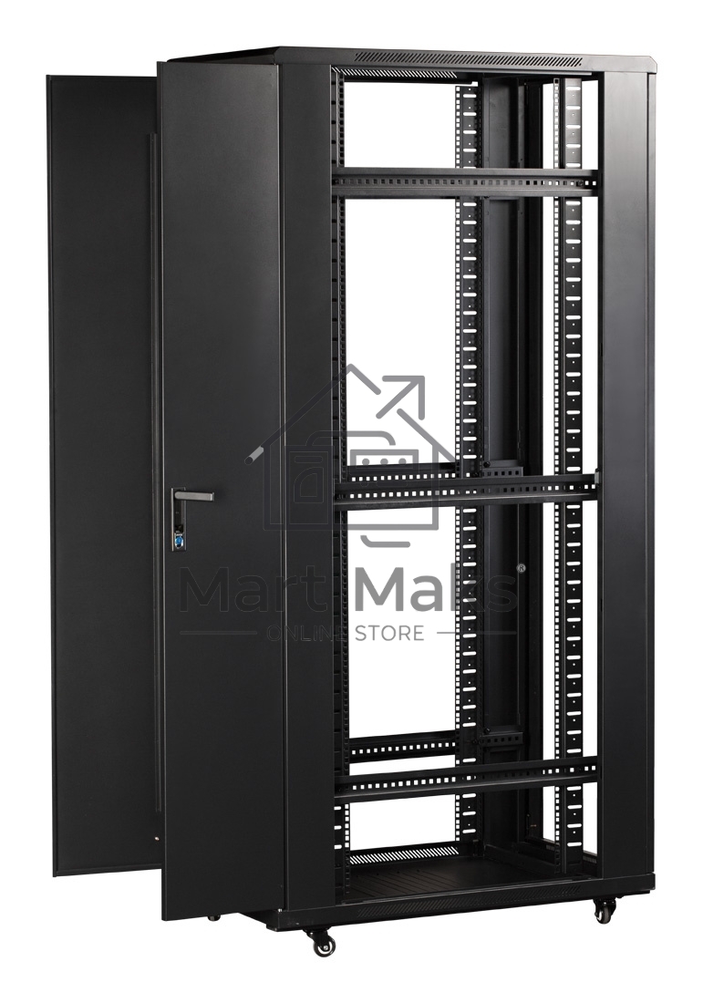 Шкаф коммутационный Lanmaster (TWT-CBB-22U-6X6-G1) напольный 22U 600x600мм пер.дв.стекл задн.дв.спл.стал.лист 2-хст. 2 бок.пан. 800кг черный IP20