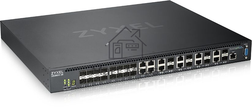 Коммутатор Zyxel XS3800-28 L2+ switch, 4xRJ-45: 1 / 2.5 / 5 / 10G, 8xCombo (SFP: 1 / 10G, RJ-45: 1 / 2.5 / 5 / 10G), 16xSFP +
