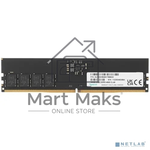 Оперативная память Apacer, DDR5, 16GB (1x16GB), 4800MHz, CL40, DIMM