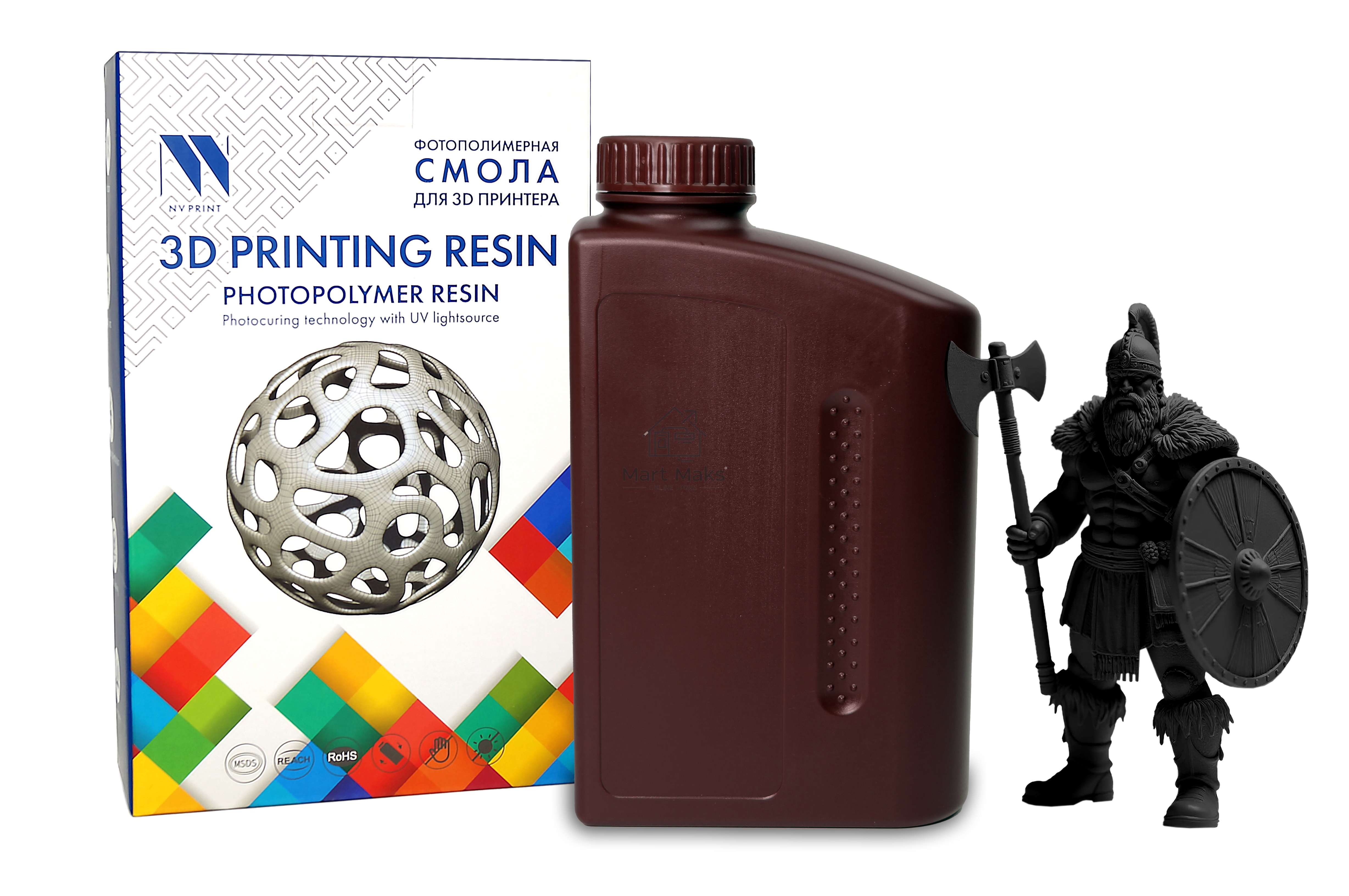 Фотополимерная смола NVPrint высокой детализации 14K Standard Resin черный  для 3D печати 1 кг (бут)