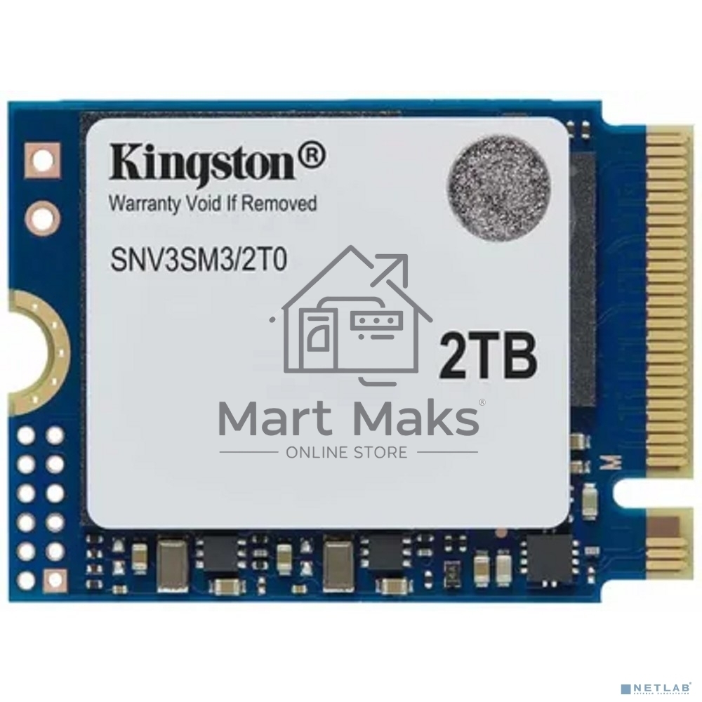 Накопитель SSD Kingston NV3, 2000Gb, M.2(22x30мм), NVMe, PCIe 4.0 x4, 3D TLC, R/W 6000/5000Mb/s, TbW 640, DWPD 0.2 (60 мес)