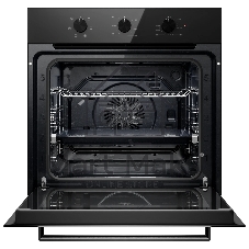 Духовой шкаф MONSHER MOE 6023 Static T Noir, High-Tech, 78 л, поворотное управление, таймер, 6 режимов, макс. температура 310 градусов, телескопические направляющие (на 1 уровень), энергоэффективность А, цвет черный