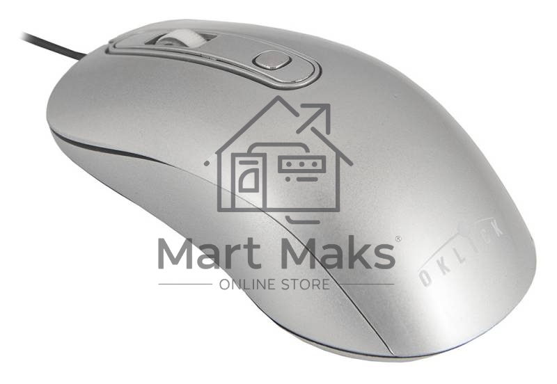 Мышь проводная Oklick 155M серебристый, 1600 dpi, USB, кнопки - 4