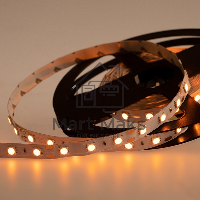 Лента LED открытая, 10 мм, IP23, SMD 5050, 60 LED/m, 12 V, цвет свечения желтый