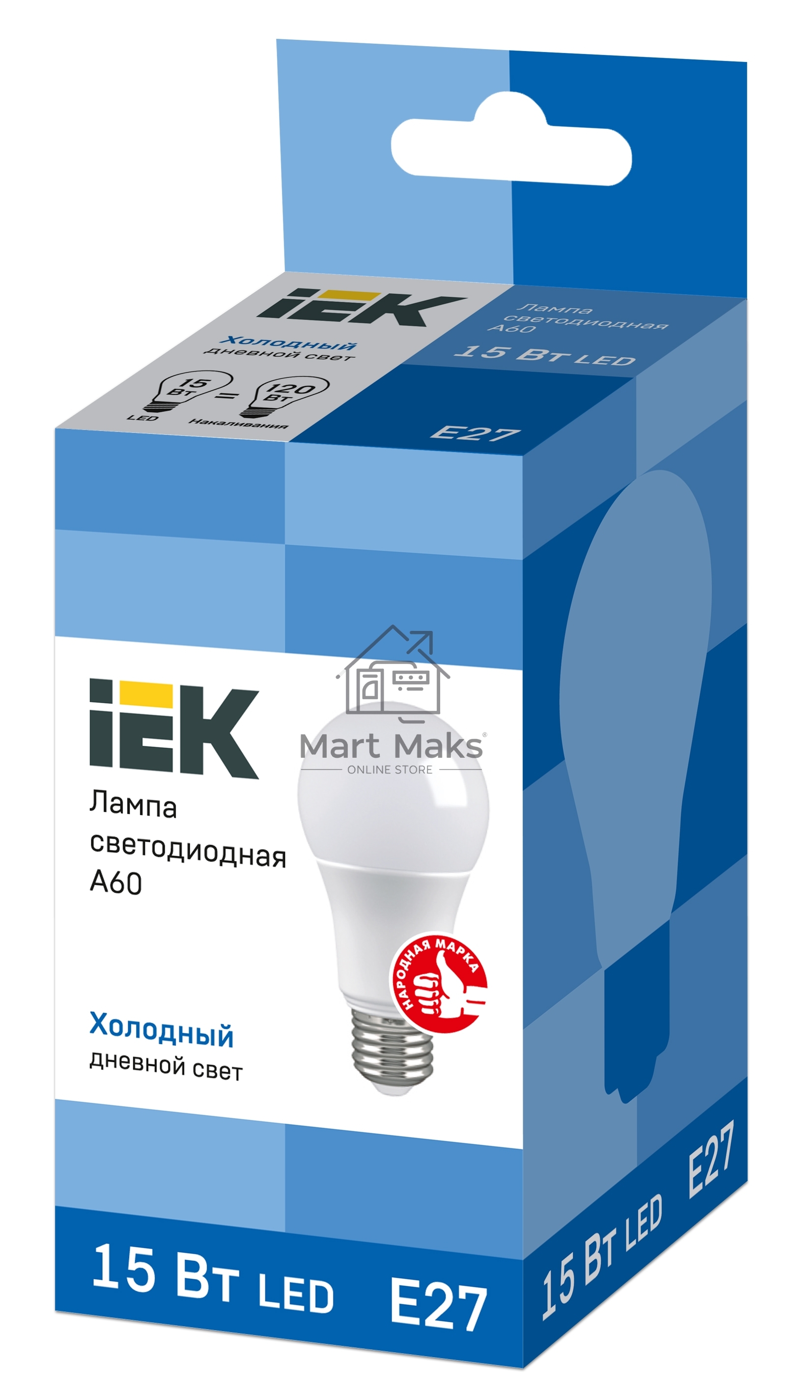 Лампа светодиодная ECO A60 15Вт грушевидная 230В 6500К E27 ИЭК LLE-A60-15-230-65-E27