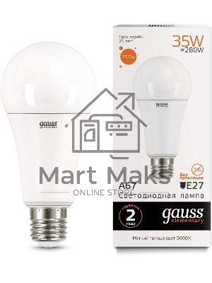 Лампа светодиодная Gauss Elementary A67 35Вт 3000К E27 2670лм