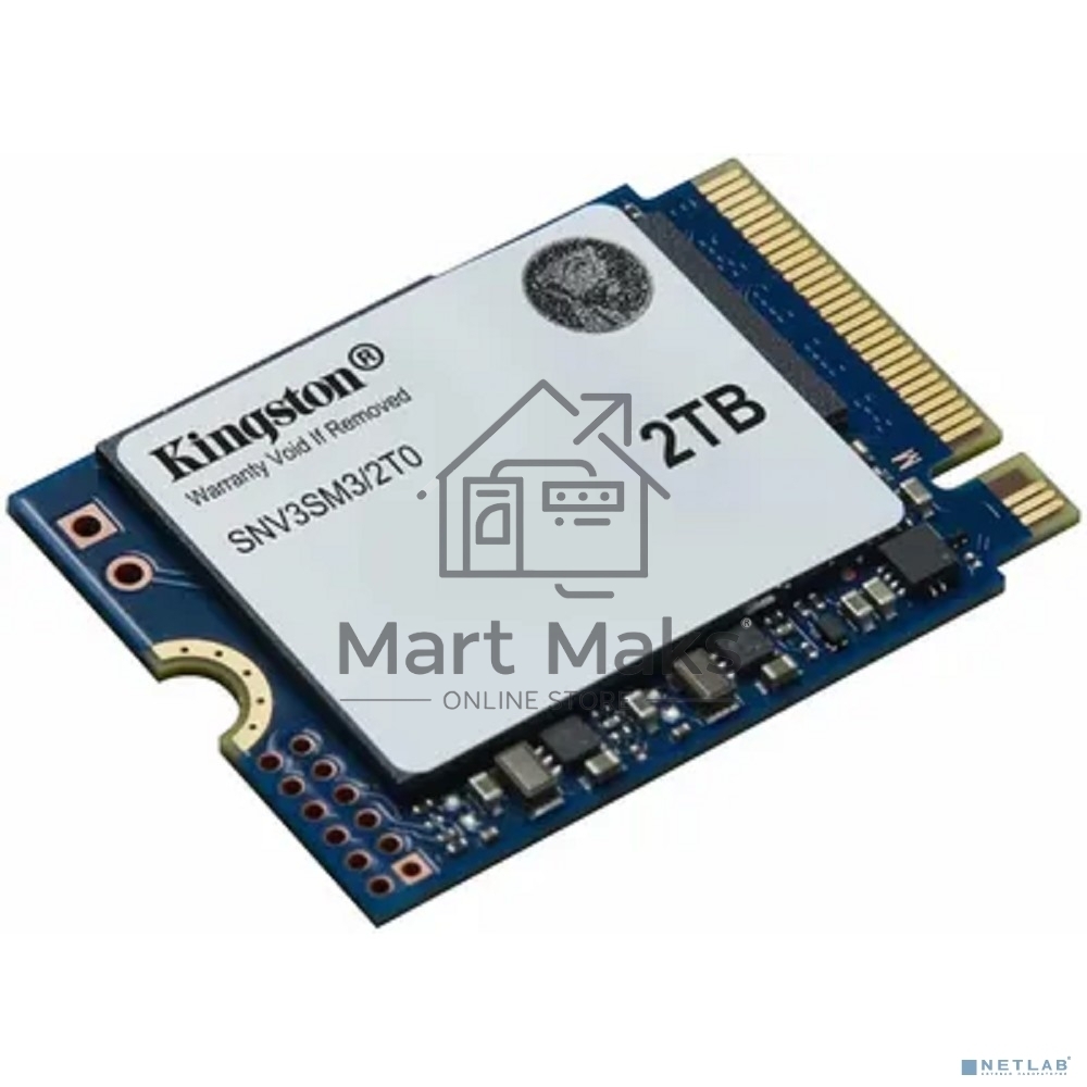 Накопитель SSD Kingston NV3, 2000Gb, M.2(22x30мм), NVMe, PCIe 4.0 x4, 3D TLC, R/W 6000/5000Mb/s, TbW 640, DWPD 0.2 (60 мес)