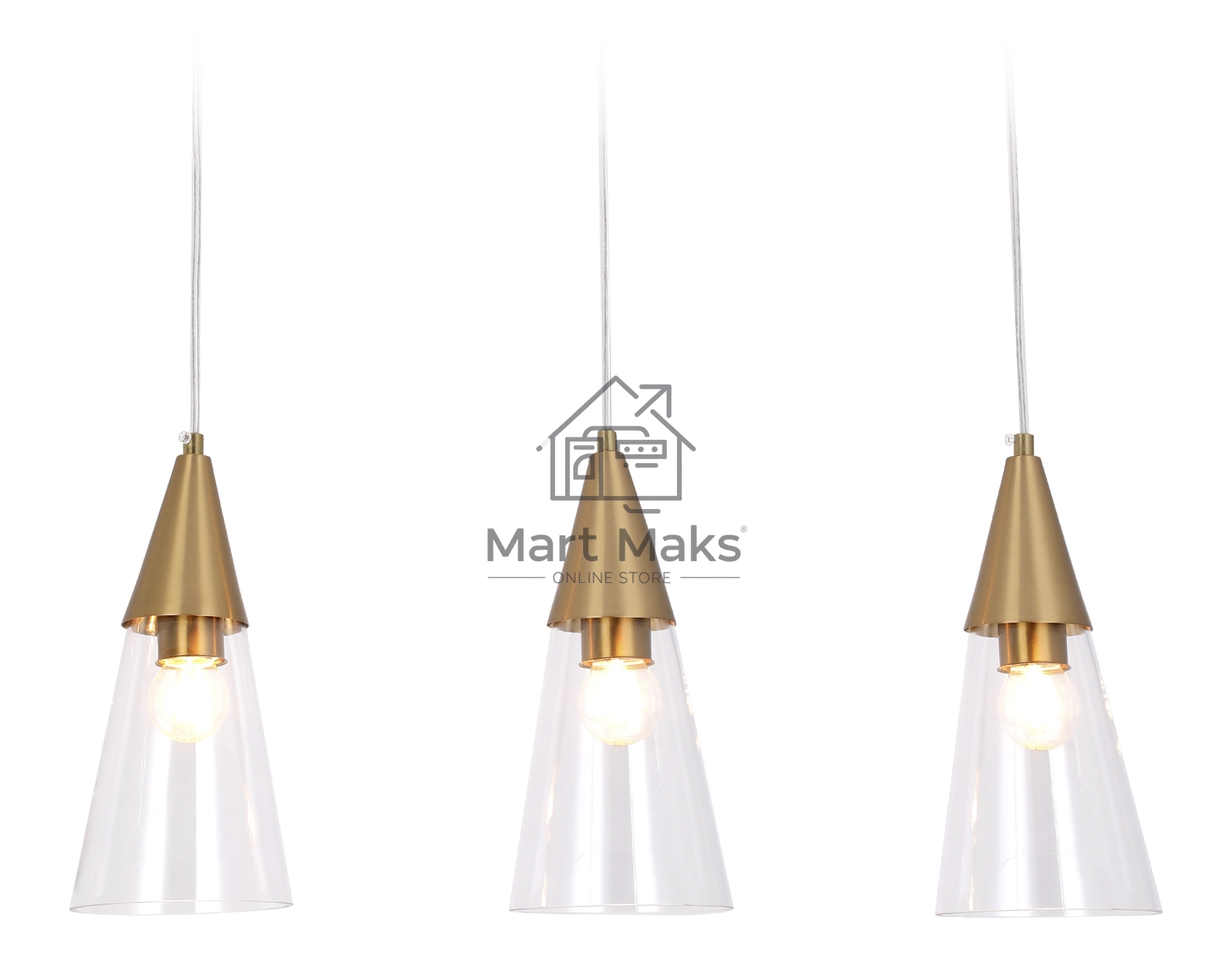 Светильник подвесной TR3669/3 BS/CL латунь/прозрачный E14/3 max 40W 590*120*850