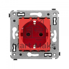 Розетка DKC Avanti 4401003 2P+E со шторками, красный квадрат