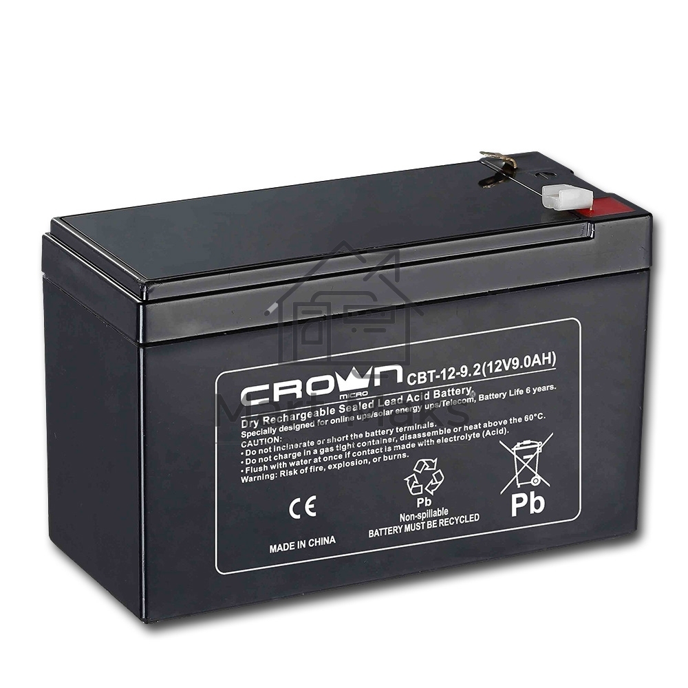 Батарея CROWN CBT-12-9.2 (12V 9.2Ah) F2 срок службы 5 лет