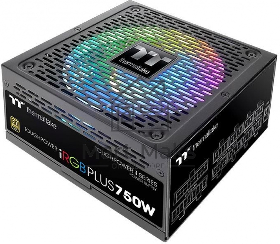 Блок питания Thermaltake Toughpower iRGB PLUS 750W RTL (PS-TPI-0750F3FDGE-1), 750Вт, 80 PLUS Gold, 140мм, модульный, черный