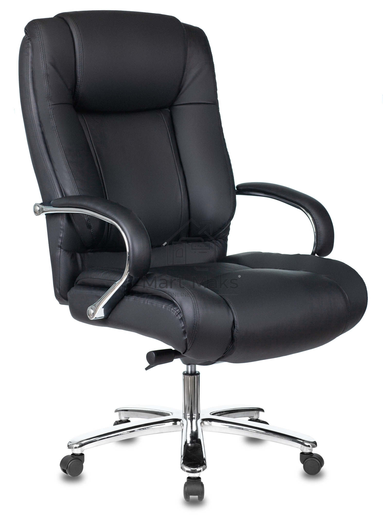 Кресло руководителя Бюрократ T-9925SL/BLACK черный, кожа, крестовина хром