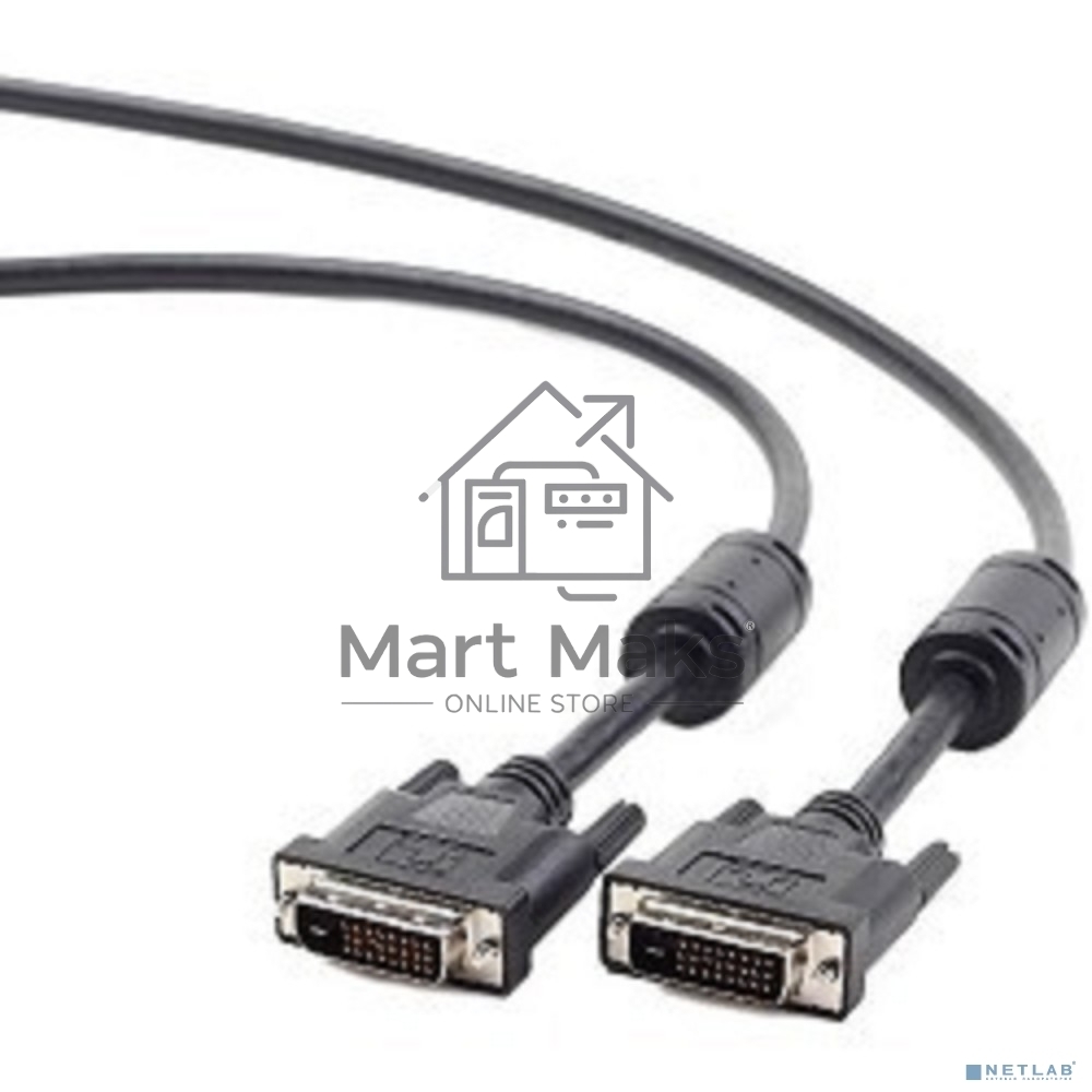 Кабель Кабель DVI-D dual link Gembird/Cablexpert, 25M/25M, 1.8м, черный, экран, феррит.кольца, пакет(CC-DVI2-BK-6)