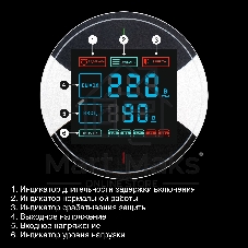 Стабилизатор напряжения настенный ExeGate Master Turbo XV-1000 (1000ВА, вход 80-290В, цветной дисплей, выход 220В±10%, КПД 98%, 5 уровней защиты, задержка, усиленный метал.корпус, 1*Schuko, RTL)