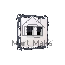 Комплект механизма компьютерной двойной розетки RJ-45 с автоматической защитной шторкой ALFA Жемчуг QUANT (AP2121, VM189) MA212110
