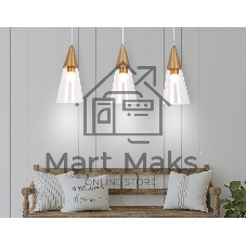 Светильник подвесной TR3669/3 BS/CL латунь/прозрачный E14/3 max 40W 590*120*850