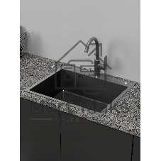 Мойка кухонная из нержавеющей стали BAUEDGE SOUL KT6050B NANO BLACK, сифон EASY CLEAN в комплекте