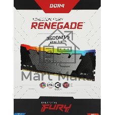 Оперативная память Kingston Fury Renegade, DDR4, 8GB (1x8GB), 3600MHz, CL16, DIMM, с радиатором, RGB, серебристый/черный