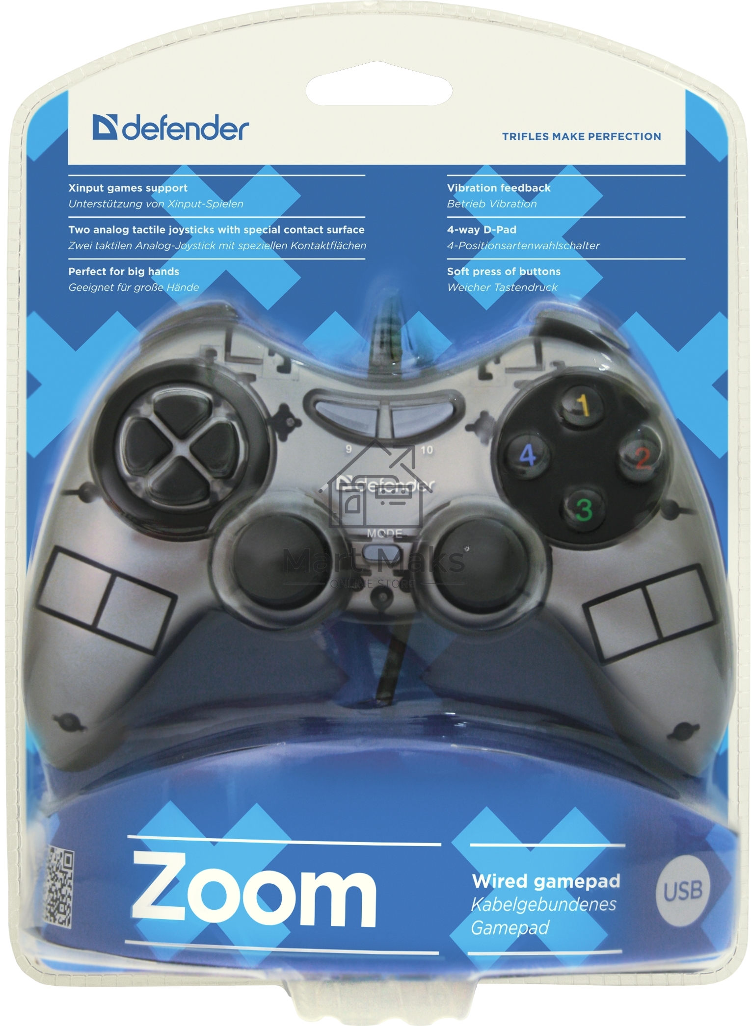 Геймпад Defender Zoom USB Xinput, 10 кнопок, 2 стика