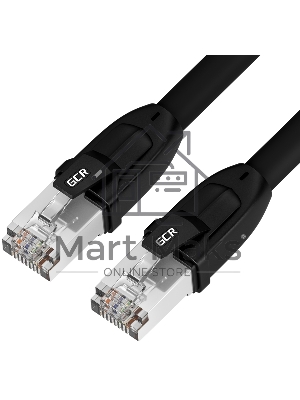Патч-корд GCR PROF кат.8 ethernet 30.0m F/FTP, RJ45, CU, 26 AWG, литой, прямой, черный, экранированные коннекторы, GCR-52354