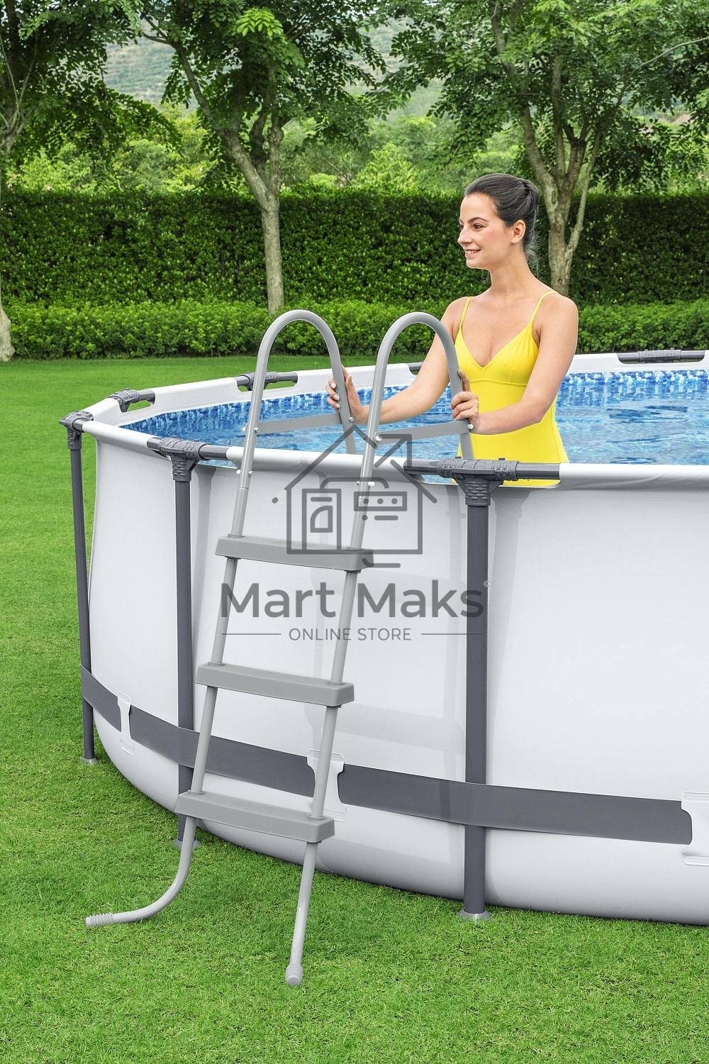 56950 BW, Bestway, Каркасный бассейн Steel Pro Max 427х107см, 13030л, фил.-насос 3028л/ч, лестница, тент, уп.1