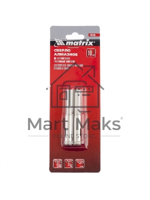 Сверло алмазное Matrix по керамограниту, 10 х 67 мм, 3-гранный хвостовик 2 шт.