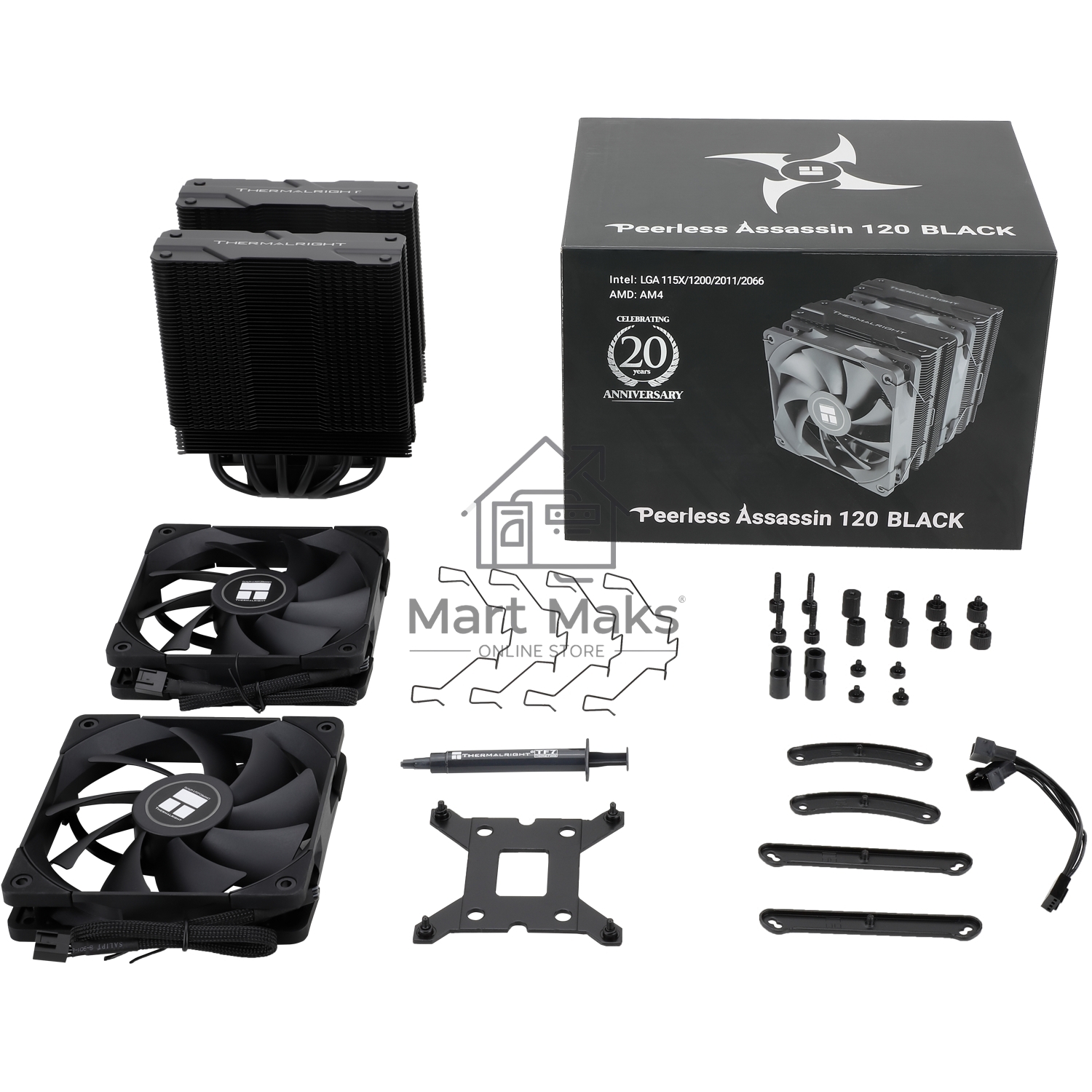 Устройство охлаждения(кулер) Thermalright Peerless Assassin 120 Soc-AM5/AM4/1151/1200/1700 черный 4-pin 25.6dB Al+Cu 750gr Ret (PA120-BLACK)