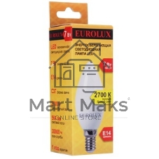 Лампа светодиодная EUROLUX LL-E-C37-7W-230-2,7K-E14