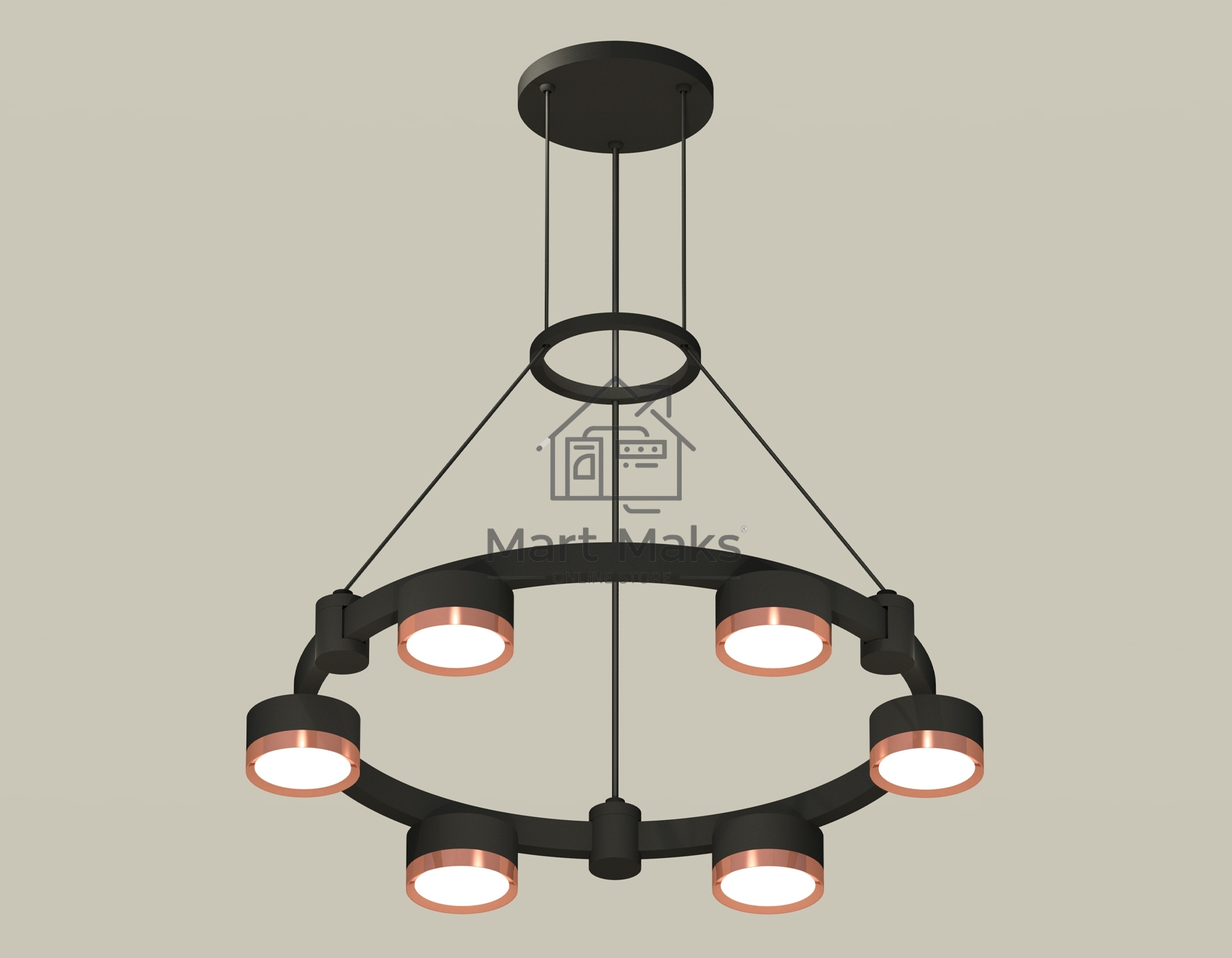 Светильник Ambrella light XR92051103/6 SBK/PPG черный песок/золото розовое полированное GX53 (A9205, C9232, N8126)