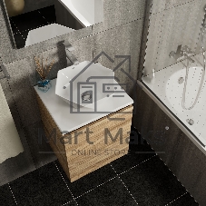 Тумба Bau Dream Blackwood 50 с дверцей, раковина BAU Crystal 40х40, смеситель для раковины высокий Hotel Still, нержавеющая сталь, выпуск клик клак, хром
