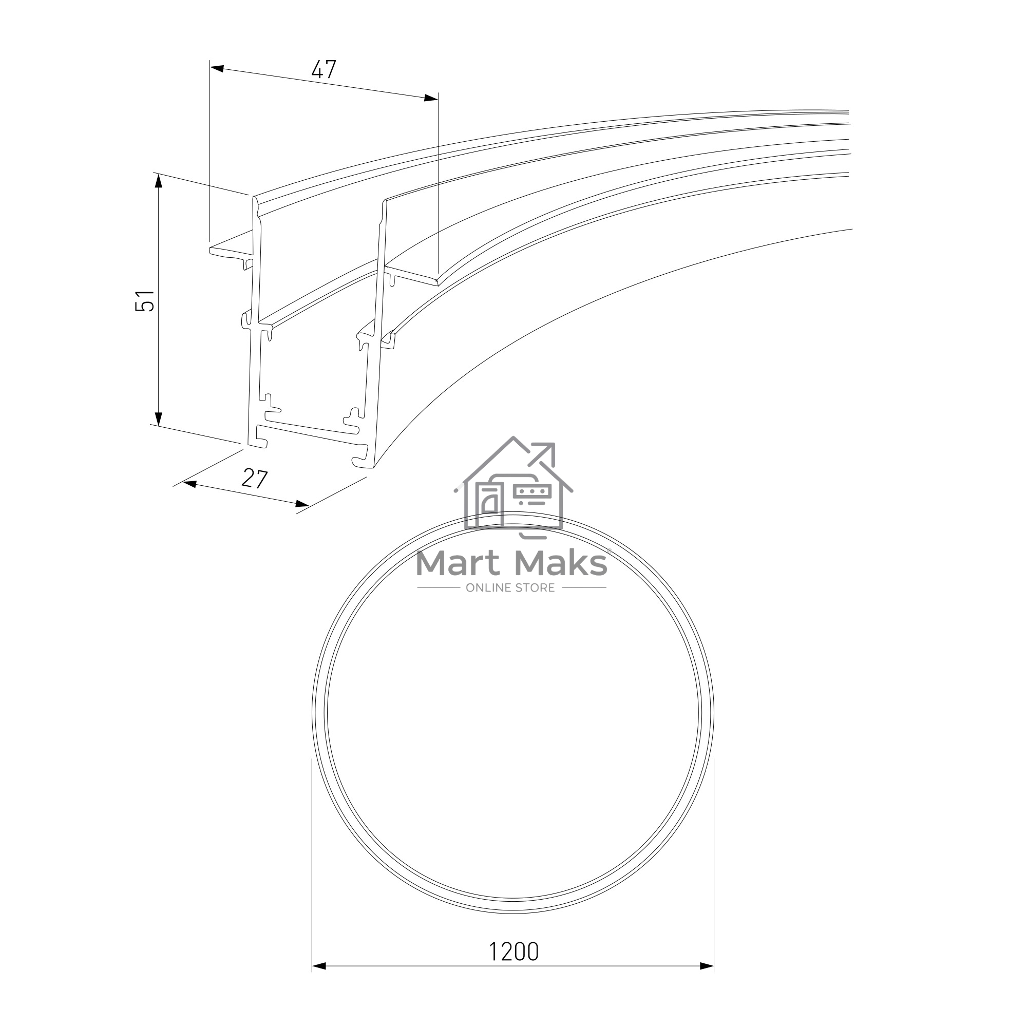 Slim Magnetic Шинопровод встраиваемый (черный) (? 1200мм) 85159/00