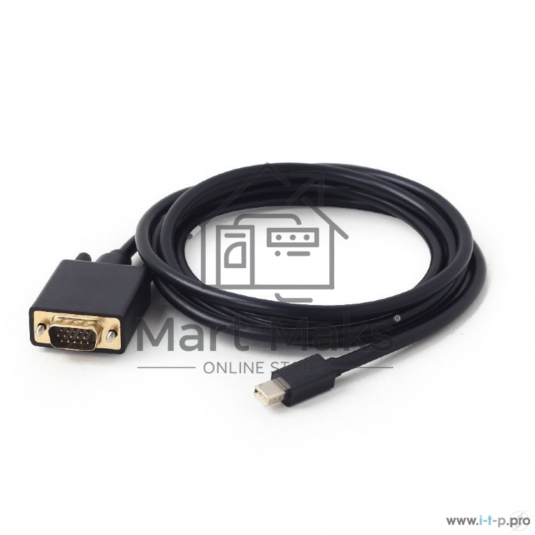 Кабель Cablexpert mDP-VGA, 20M/15M, 1.8м, черный, позол.разъемы, пакет (CC-mDPM-VGAM-6)